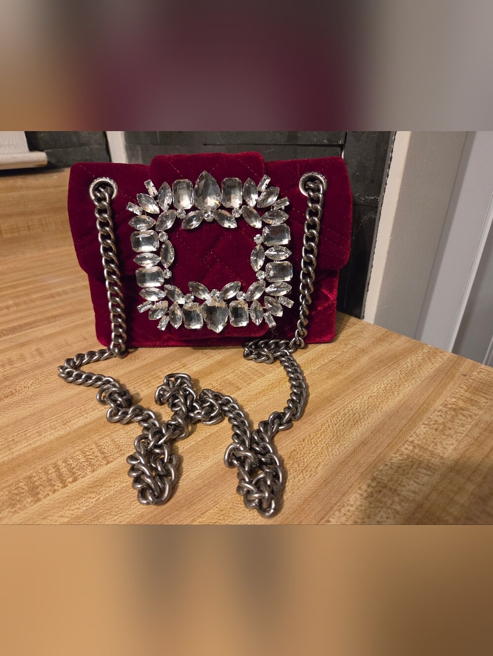 Kurt Geiger RARE Burgandy Velvet Kensington & Dustbag - Picture 3 of 7
